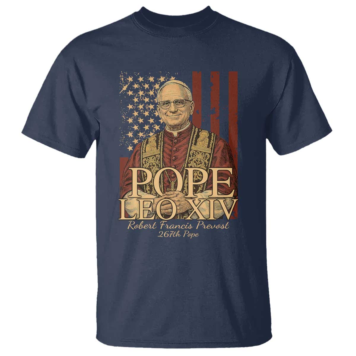 cardinal-pope-leo-xiv-t-shirt-267th-robert-francis-prevost-american-flag