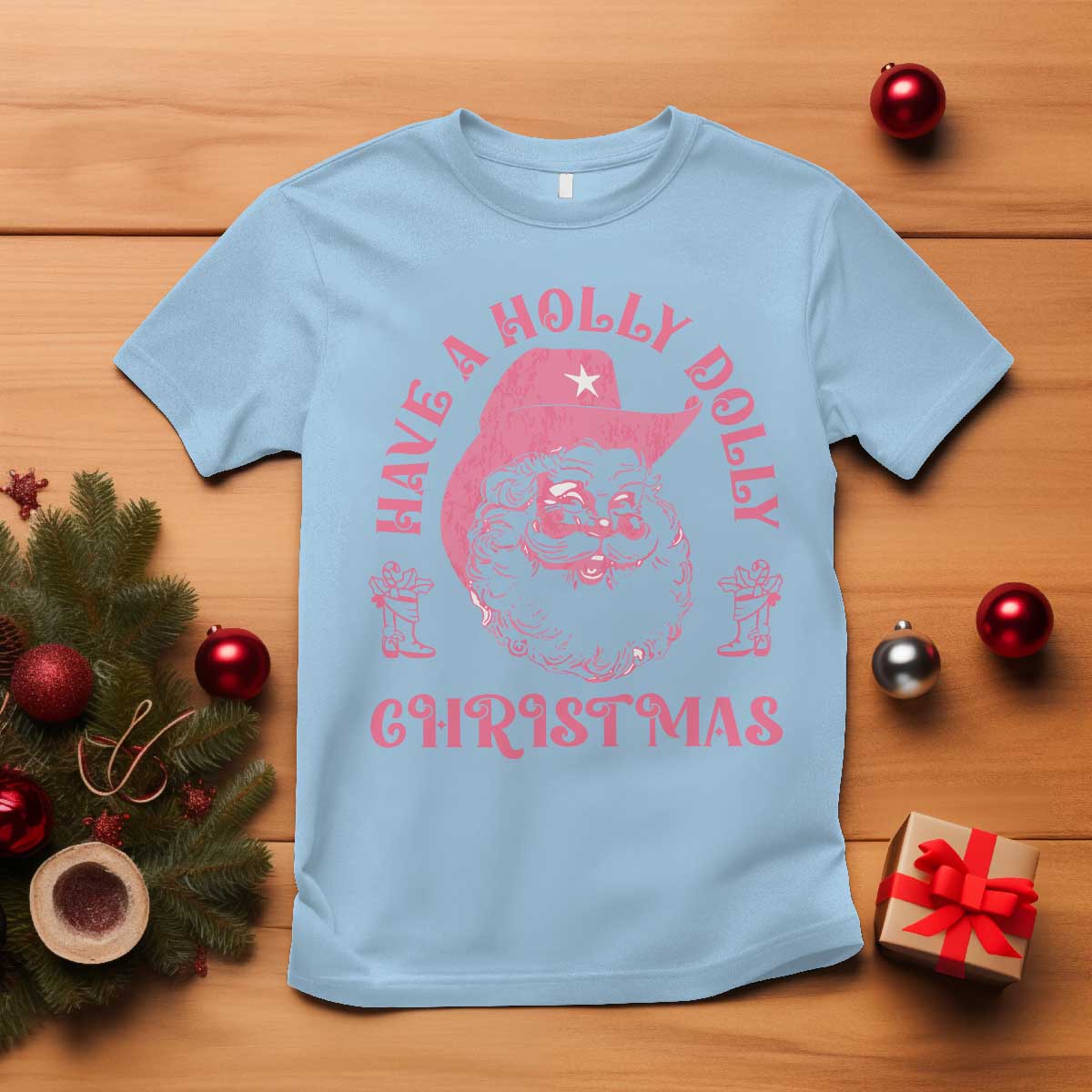 western-xmas-t-shirt-have-a-holly-dolly-christmas-cowboy-santa