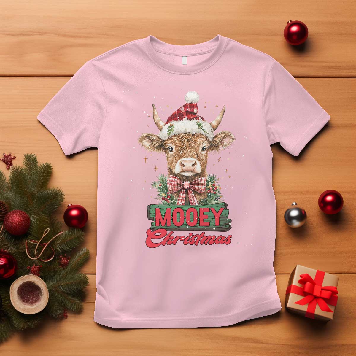 funny-christmas-highland-cow-t-shirt-mooey-christmas-western-cow-santa-hat