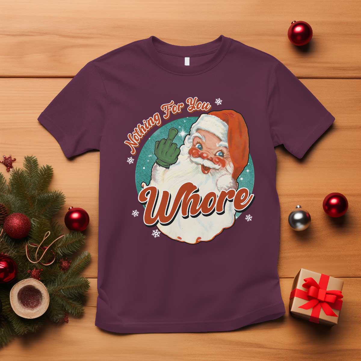 funny-christmas-retro-santa-t-shirt-nothing-for-you-whore-middle-finger