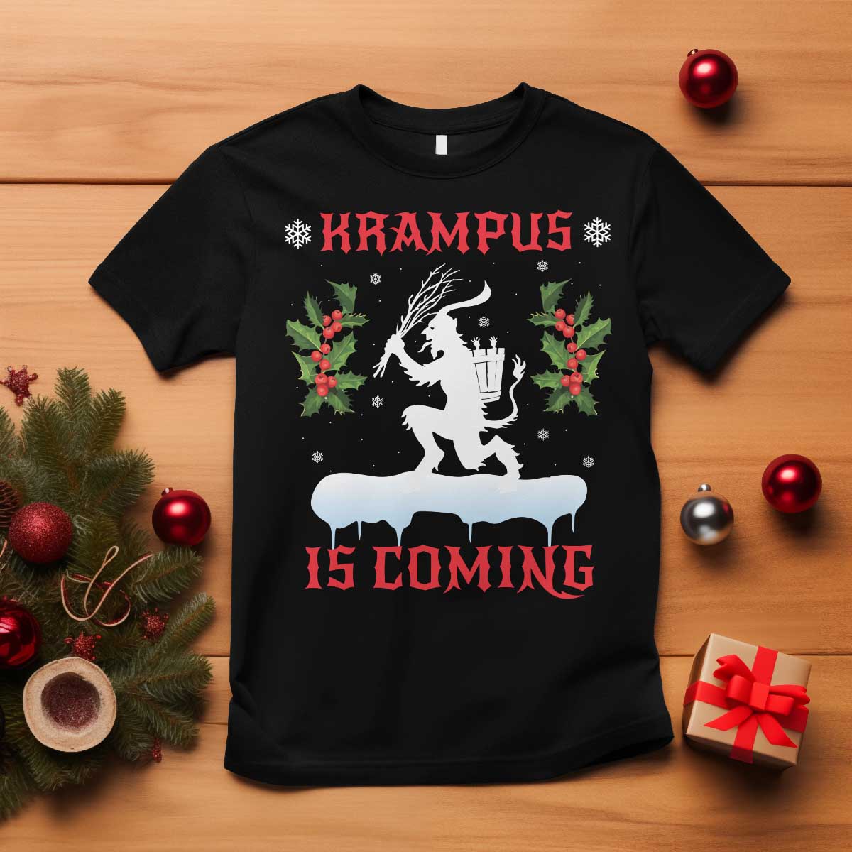 funny-christmas-yule-krampus-is-coming-mistletoe-t-shirt