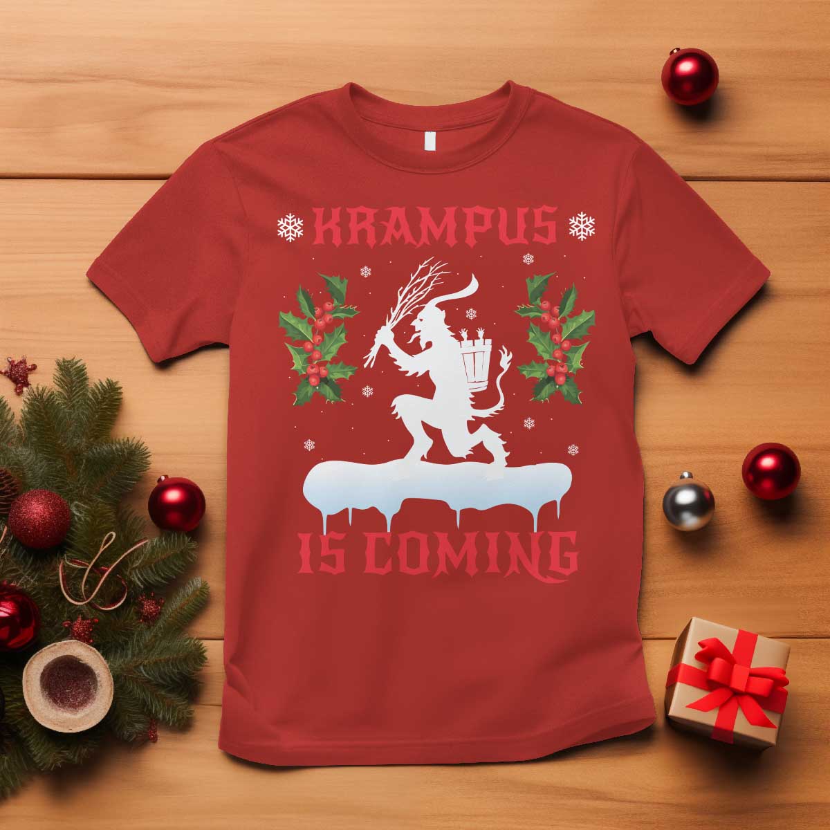 funny-christmas-yule-krampus-is-coming-mistletoe-t-shirt