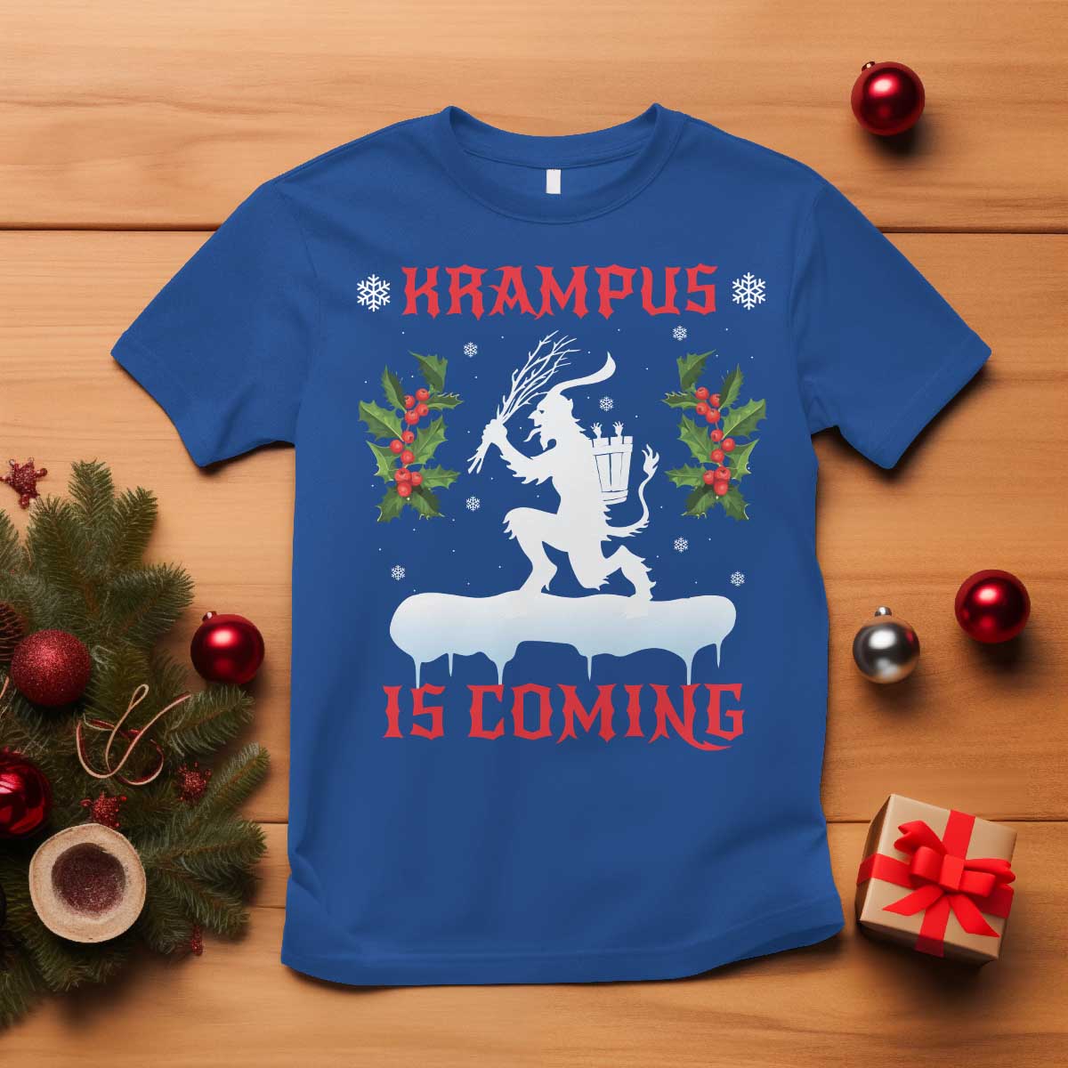 funny-christmas-yule-krampus-is-coming-mistletoe-t-shirt