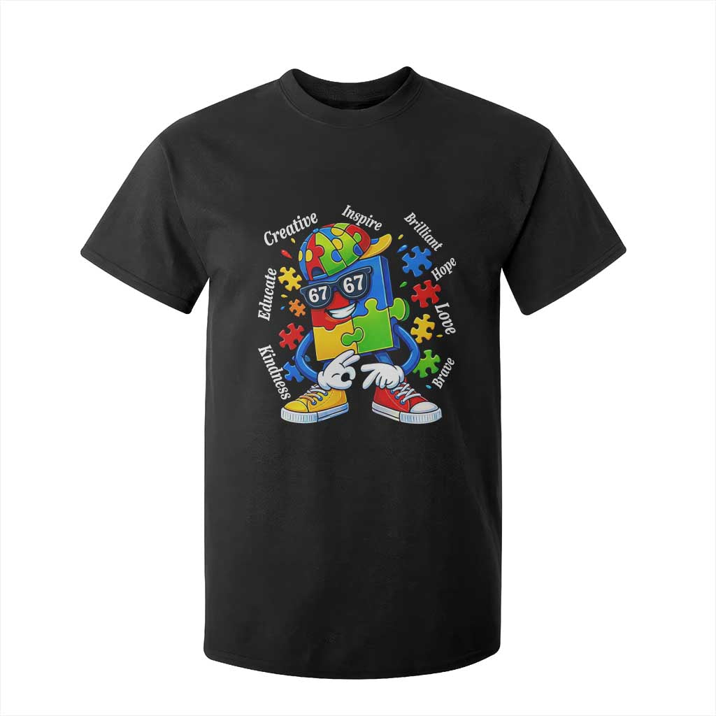 Funny 67 Autism Awareness T Shirt For Kid Six Seven Puzzle Meme Creative Brilliant Hope Love Kindness