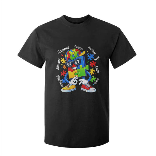 Funny 67 Autism Awareness T Shirt For Kid Six Seven Puzzle Meme Creative Brilliant Hope Love Kindness