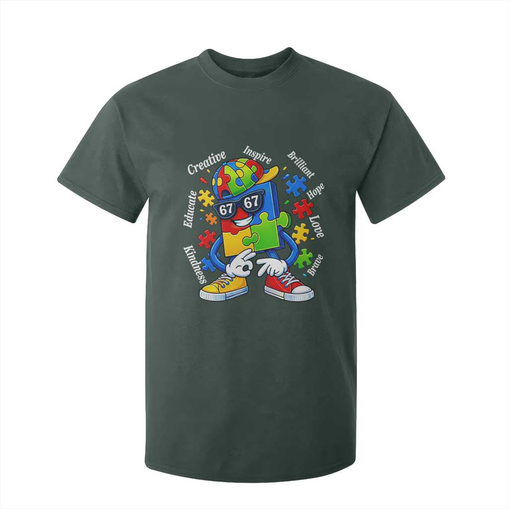 Funny 67 Autism Awareness T Shirt For Kid Six Seven Puzzle Meme Creative Brilliant Hope Love Kindness