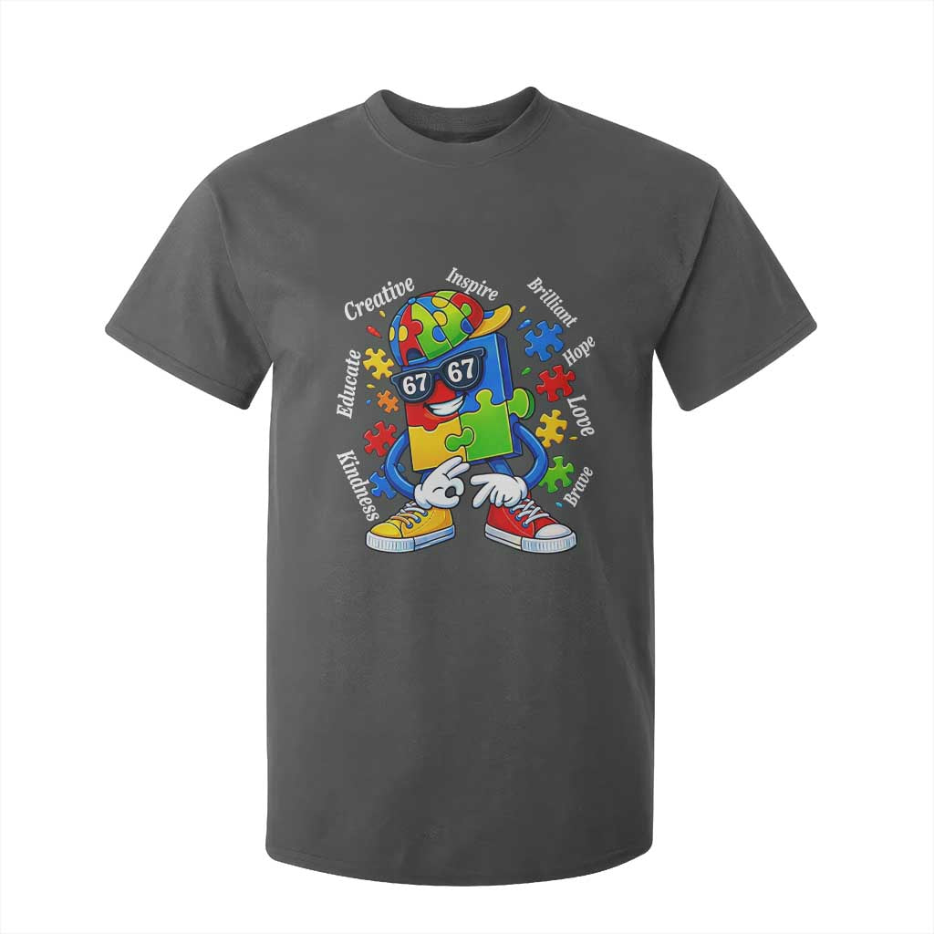 Funny 67 Autism Awareness T Shirt For Kid Six Seven Puzzle Meme Creative Brilliant Hope Love Kindness