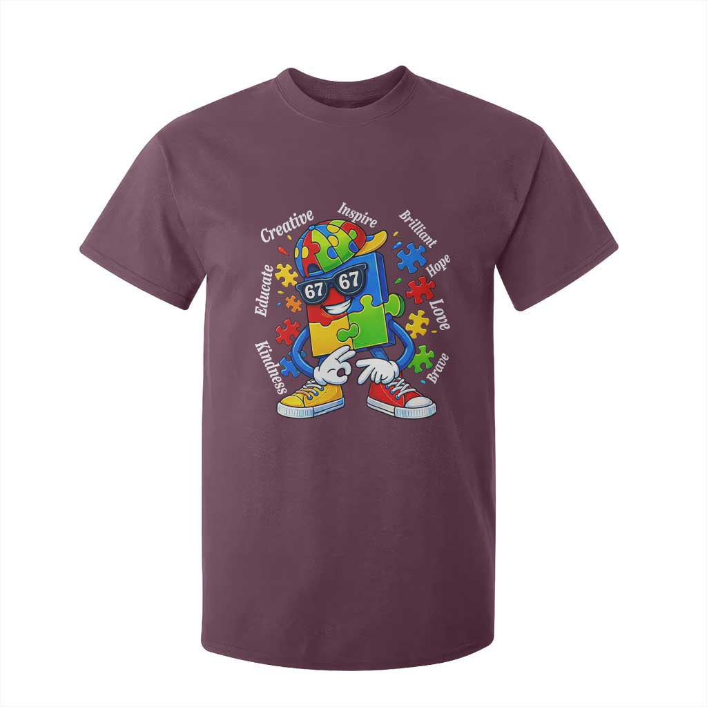 Funny 67 Autism Awareness T Shirt For Kid Six Seven Puzzle Meme Creative Brilliant Hope Love Kindness