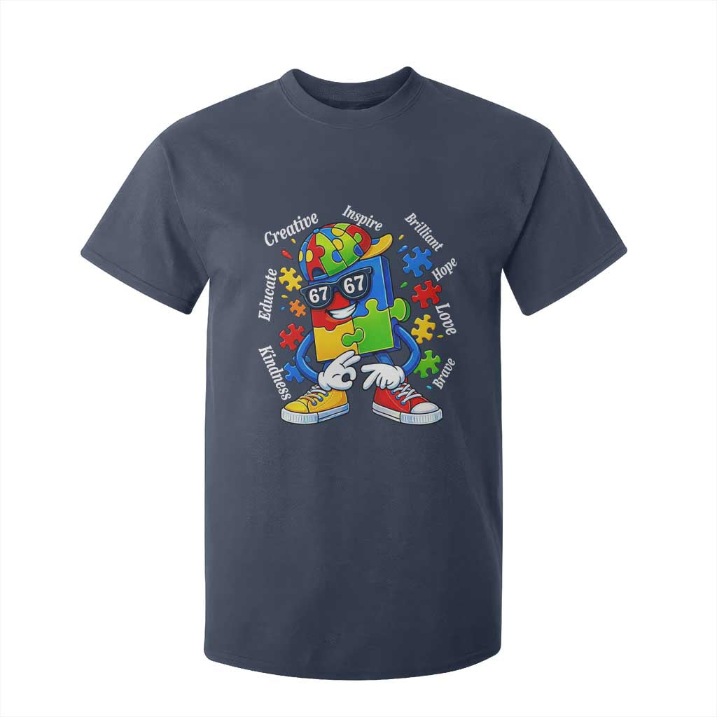 Funny 67 Autism Awareness T Shirt For Kid Six Seven Puzzle Meme Creative Brilliant Hope Love Kindness