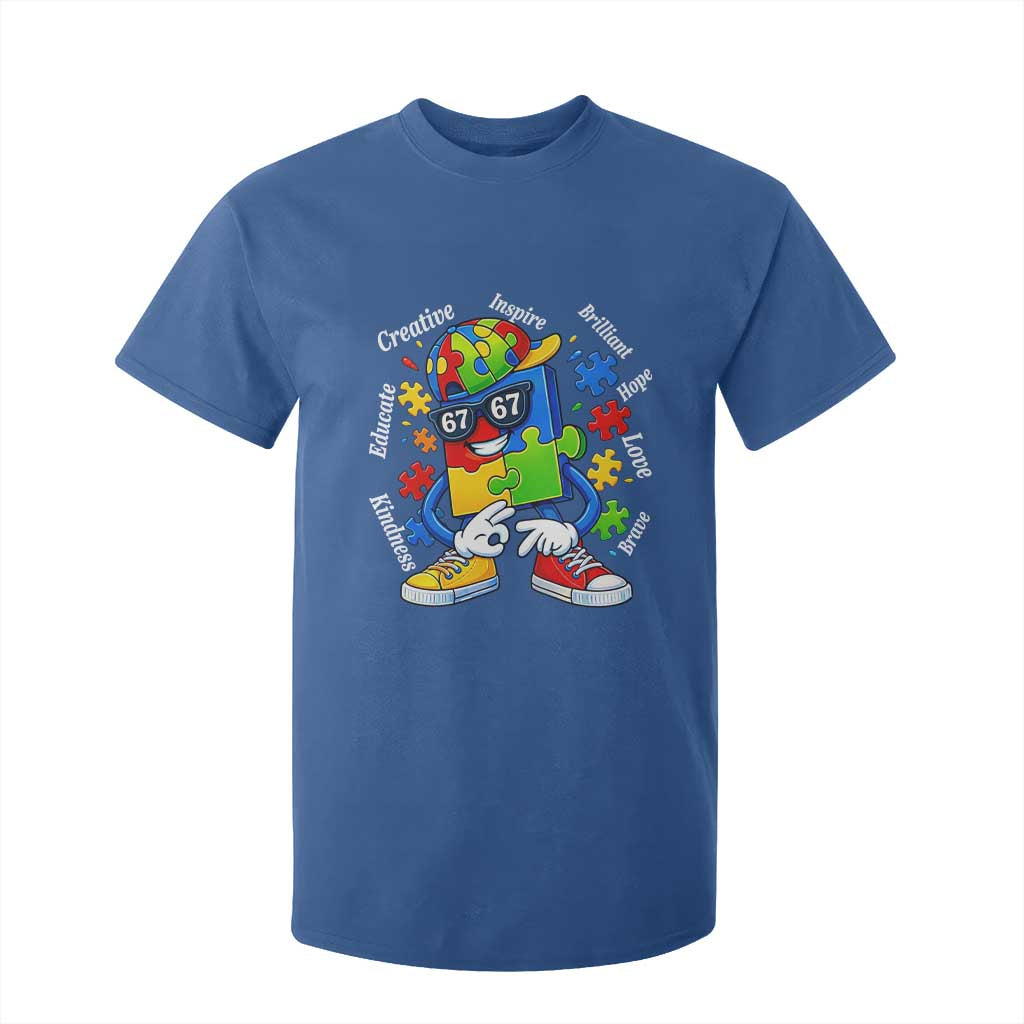Funny 67 Autism Awareness T Shirt For Kid Six Seven Puzzle Meme Creative Brilliant Hope Love Kindness