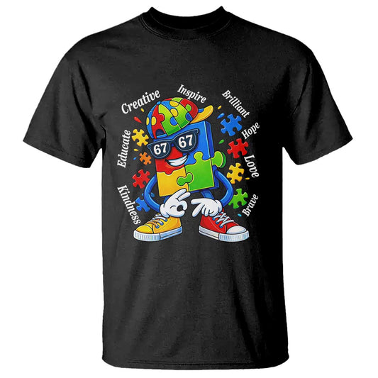 Funny 67 Autism Awareness T Shirt Six Seven Puzzle Meme Creative Brilliant Hope Love Kindness