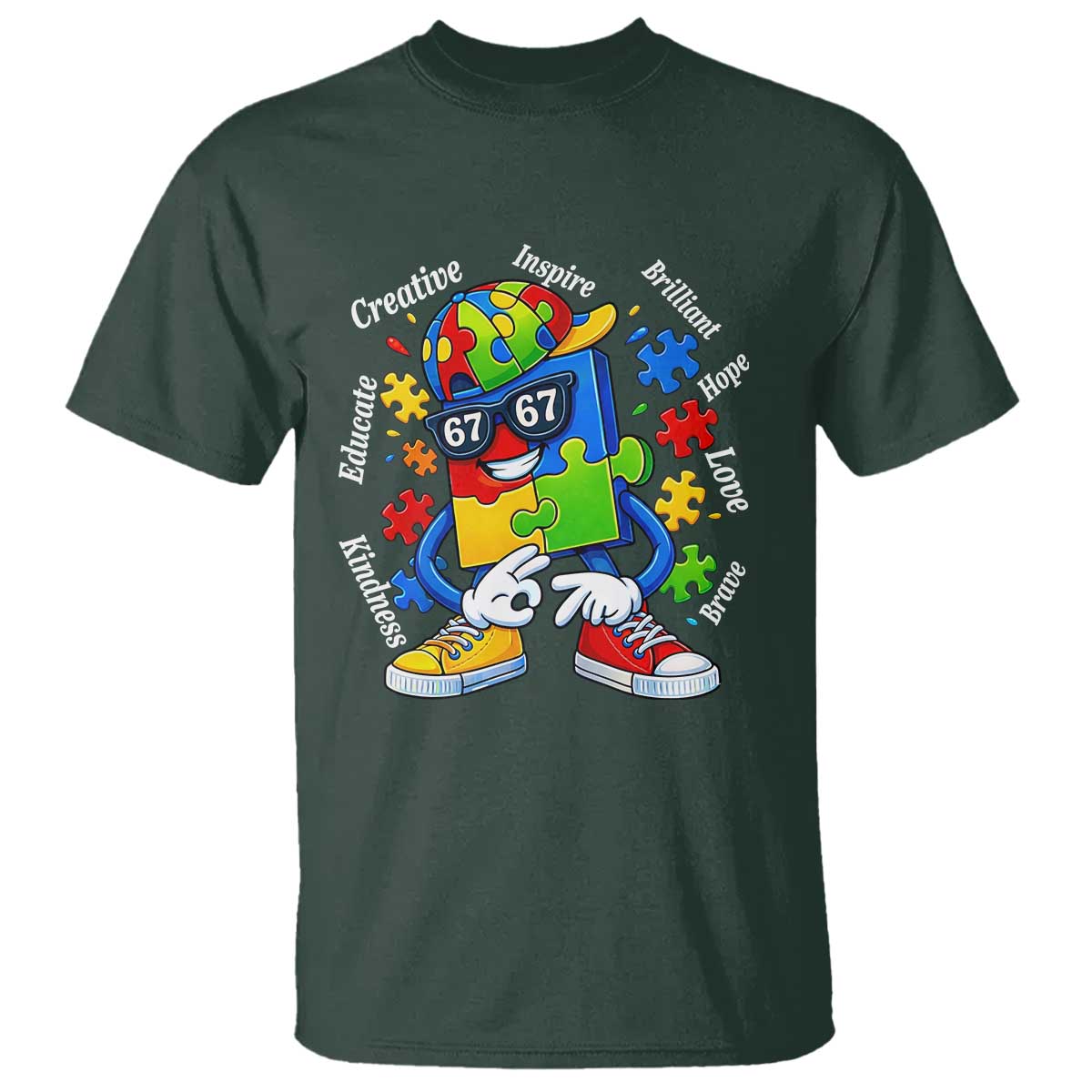 Funny 67 Autism Awareness T Shirt Six Seven Puzzle Meme Creative Brilliant Hope Love Kindness