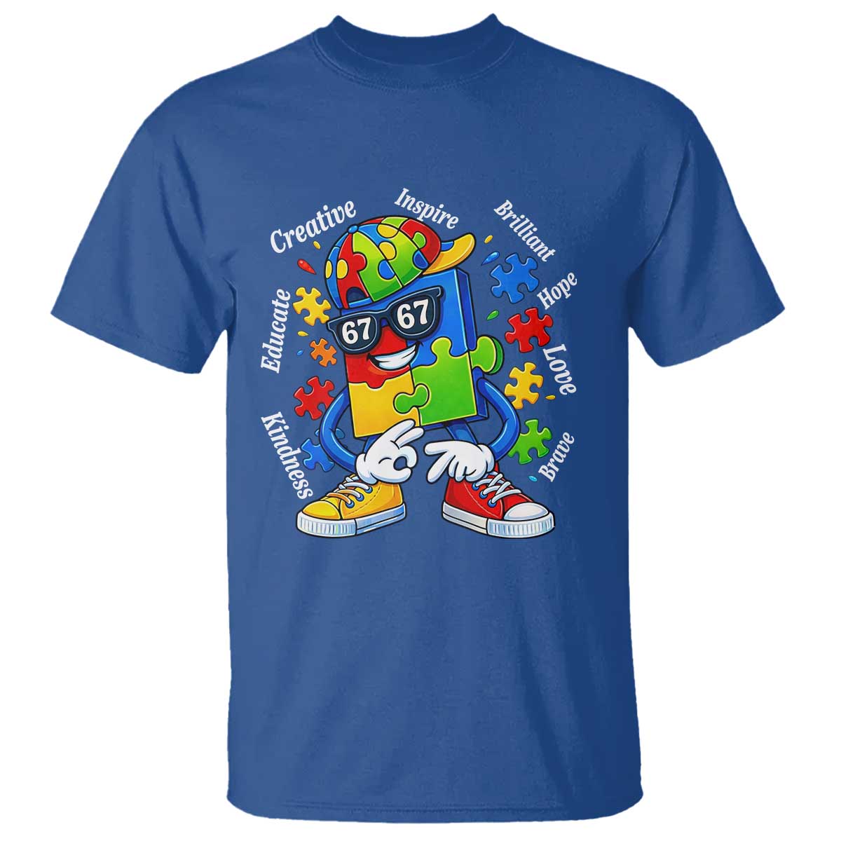 Funny 67 Autism Awareness T Shirt Six Seven Puzzle Meme Creative Brilliant Hope Love Kindness