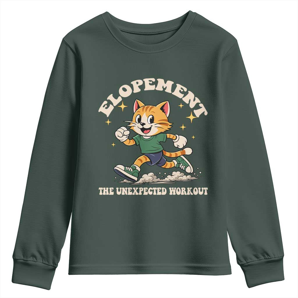 Elopement The Unexpected Workout Youth Sweatshirt Autism Neurodiversity Cat