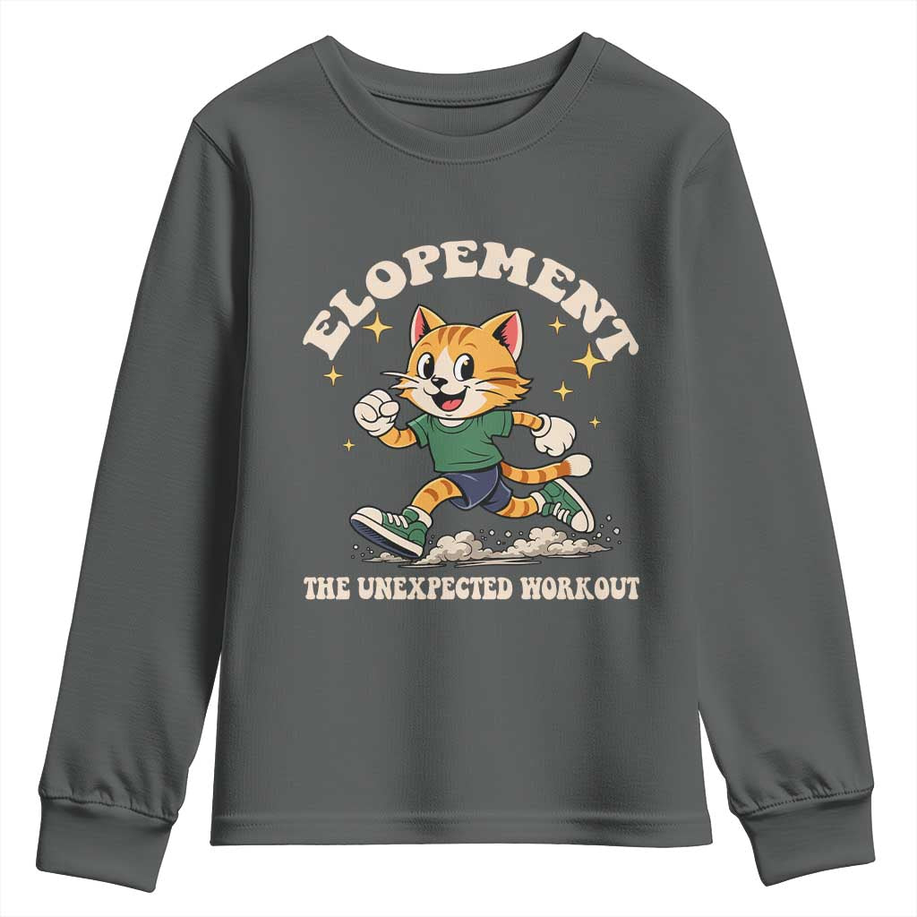 Elopement The Unexpected Workout Youth Sweatshirt Autism Neurodiversity Cat