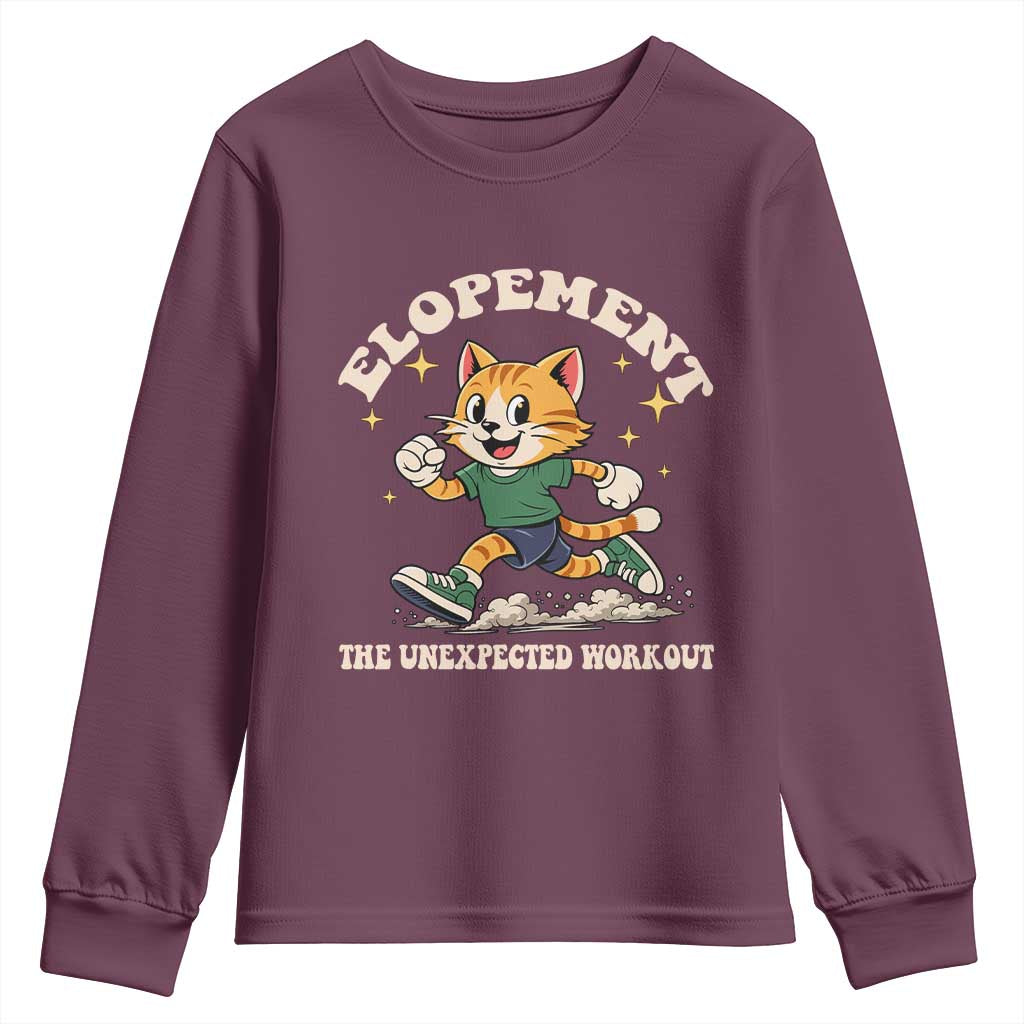 Elopement The Unexpected Workout Youth Sweatshirt Autism Neurodiversity Cat