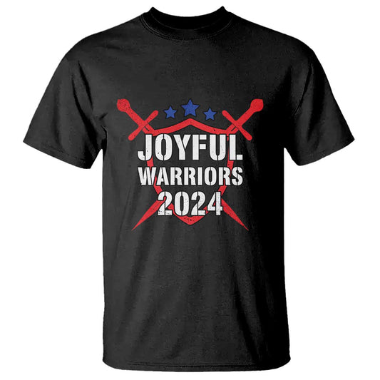 harris-walz-2024-t-shirt-joyful-warriors-vintage-sword-shield