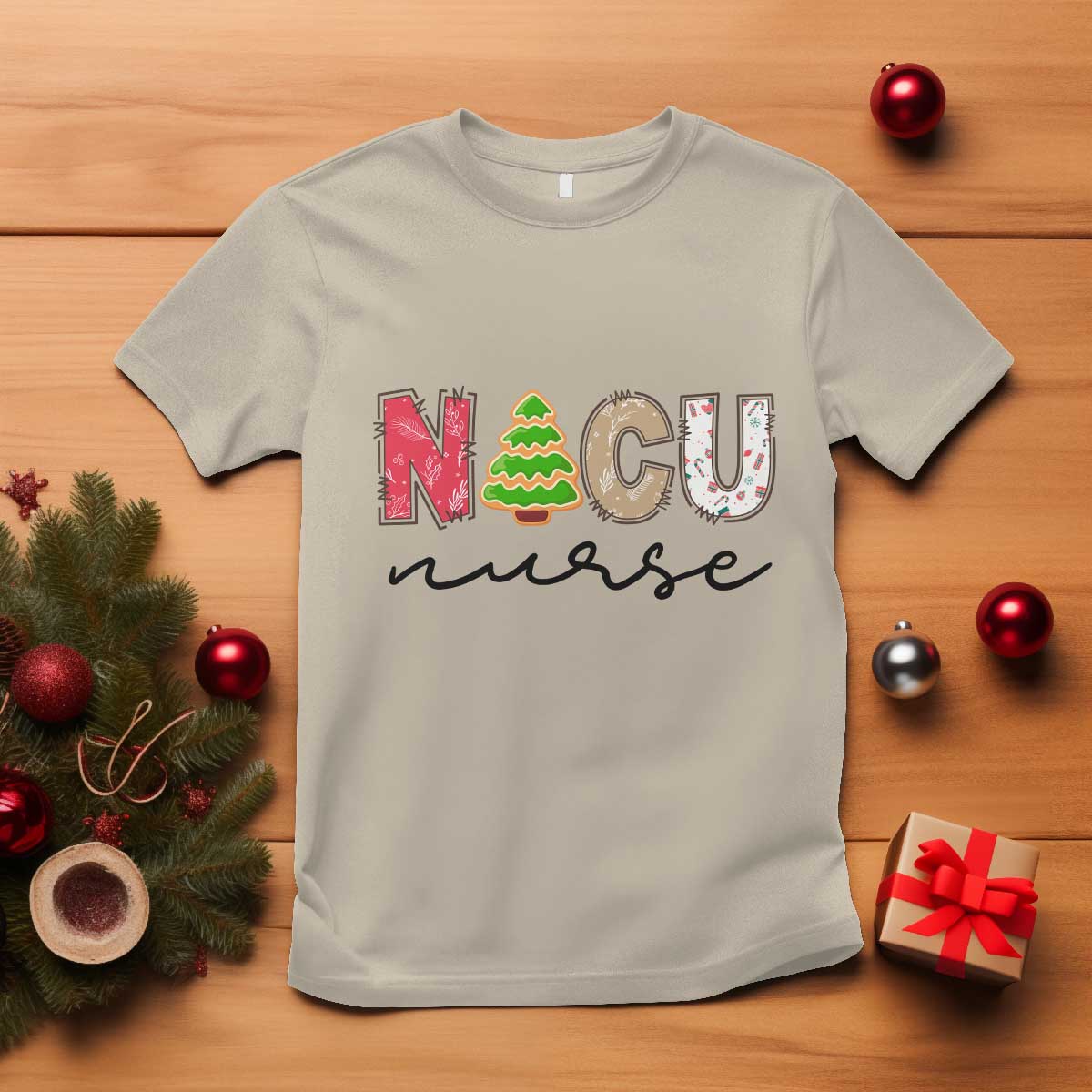 funny-nicu-labor-delivery-nurse-christmas-christmas-tree-t-shirt