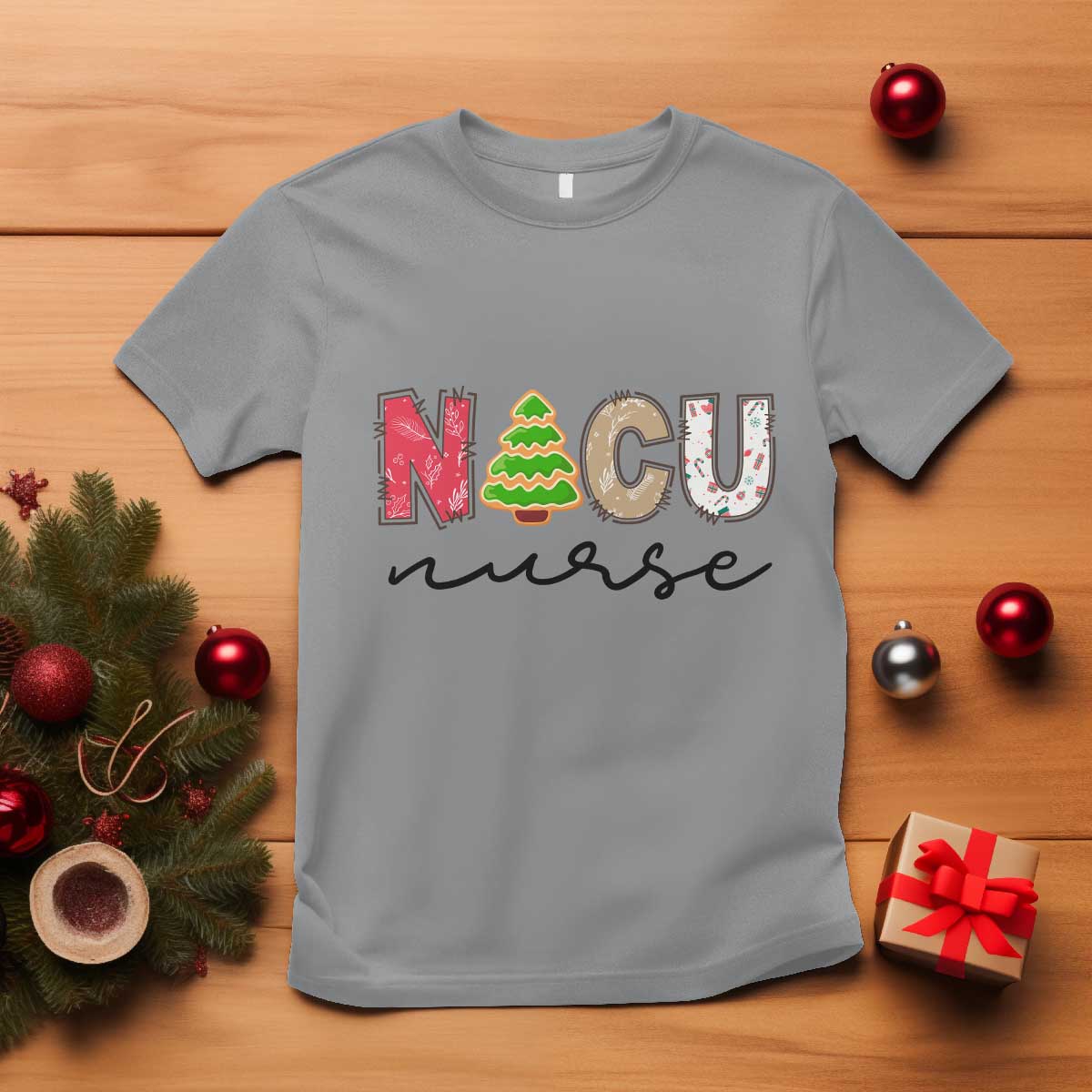 funny-nicu-labor-delivery-nurse-christmas-christmas-tree-t-shirt