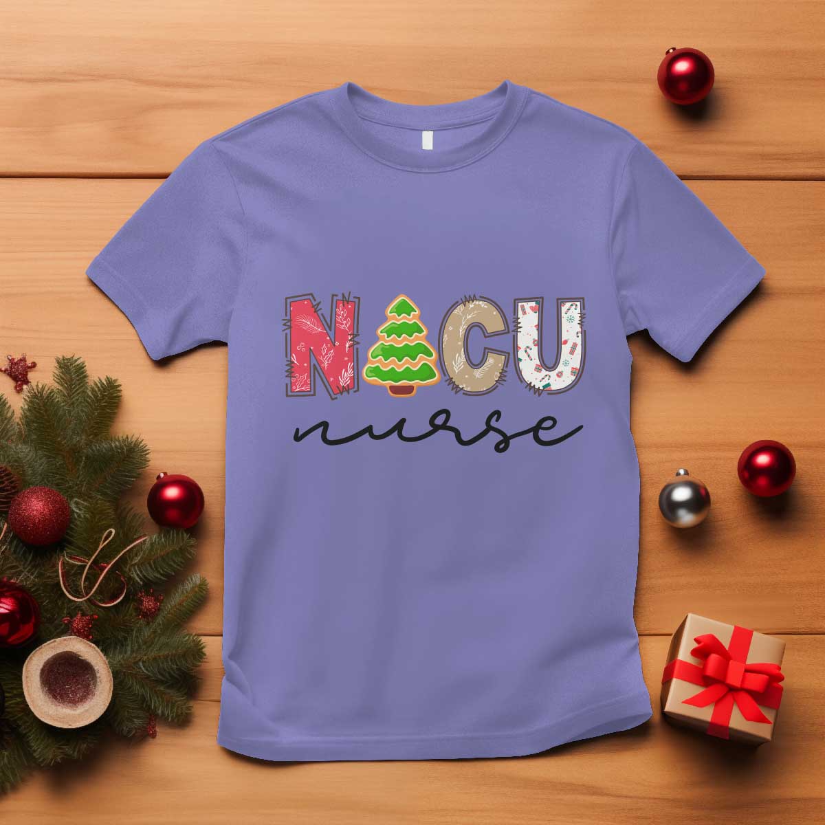 funny-nicu-labor-delivery-nurse-christmas-christmas-tree-t-shirt