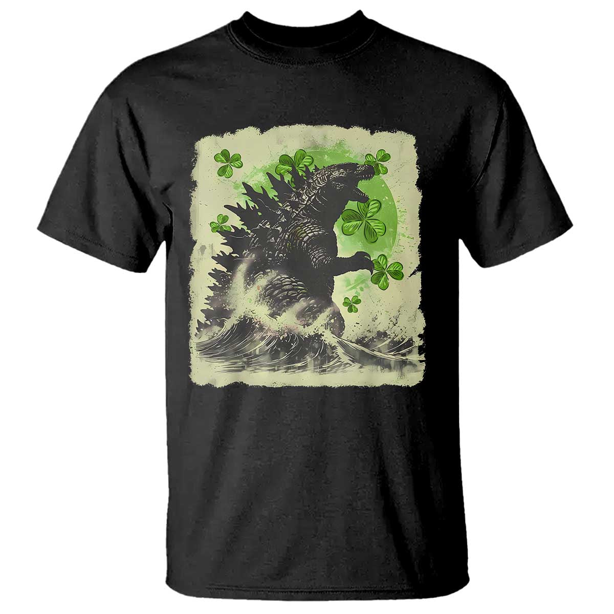 funny-st-patricks-day-japanese-giant-monster-t-shirt-vintage-shamrock-tsunami