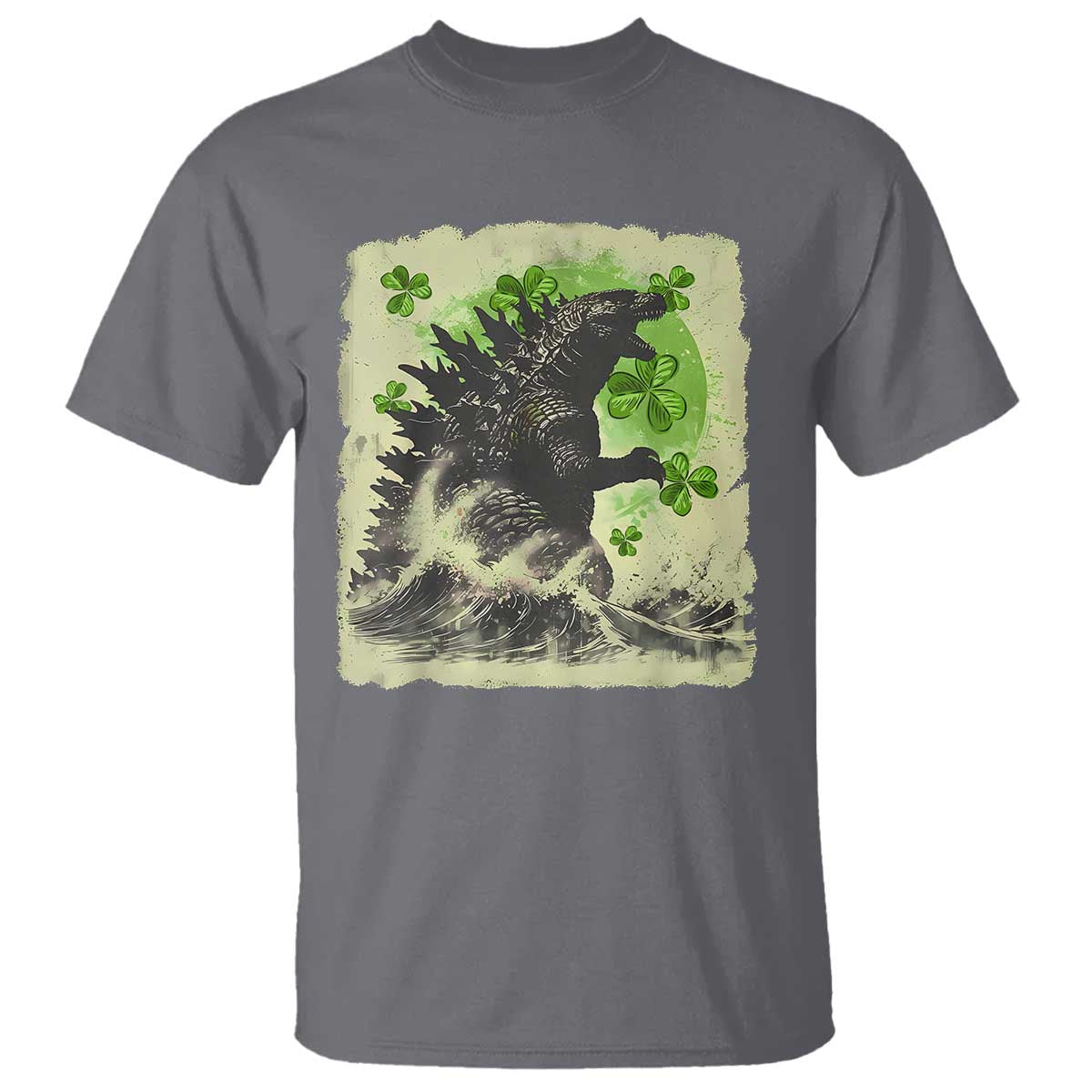 funny-st-patricks-day-japanese-giant-monster-t-shirt-vintage-shamrock-tsunami