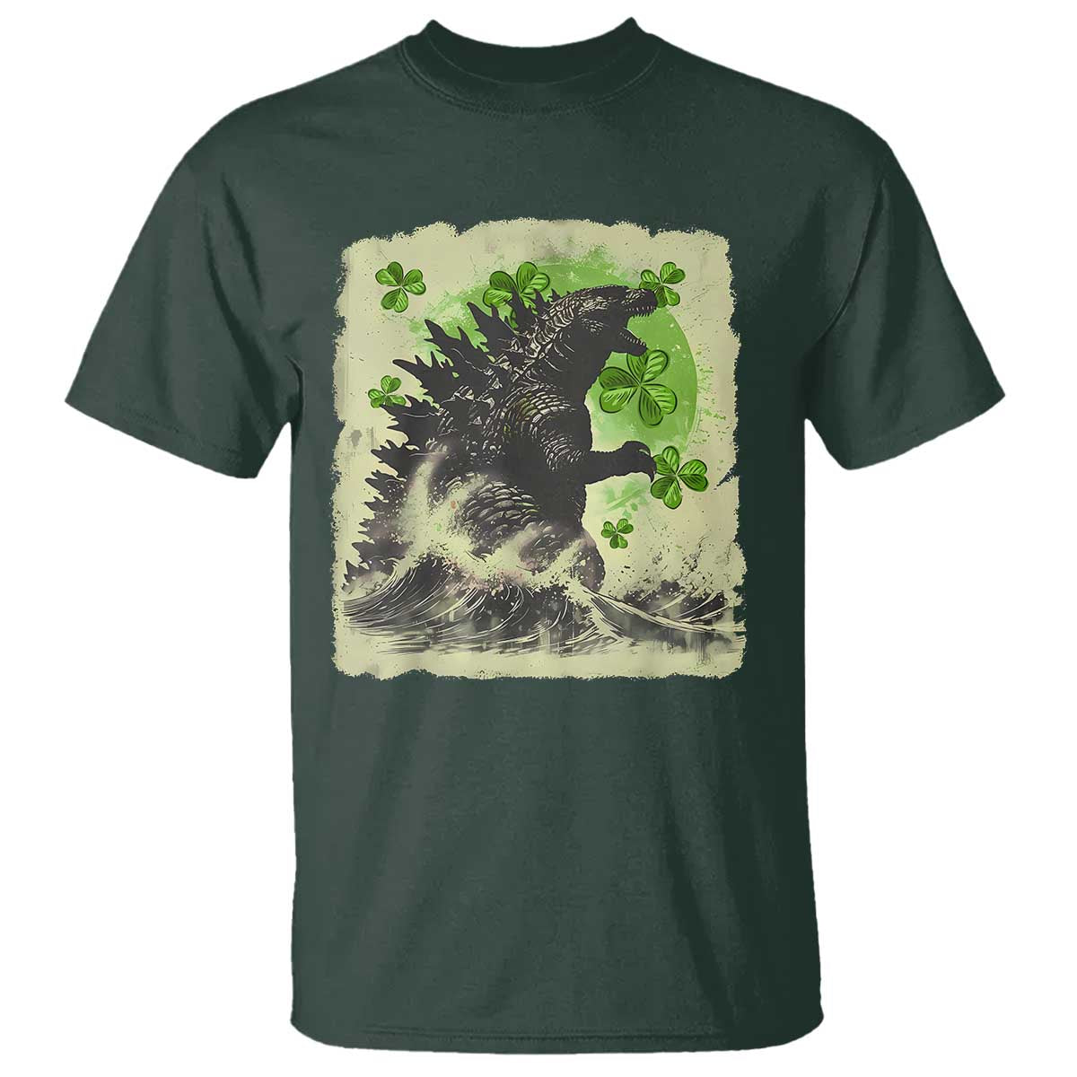 funny-st-patricks-day-japanese-giant-monster-t-shirt-vintage-shamrock-tsunami