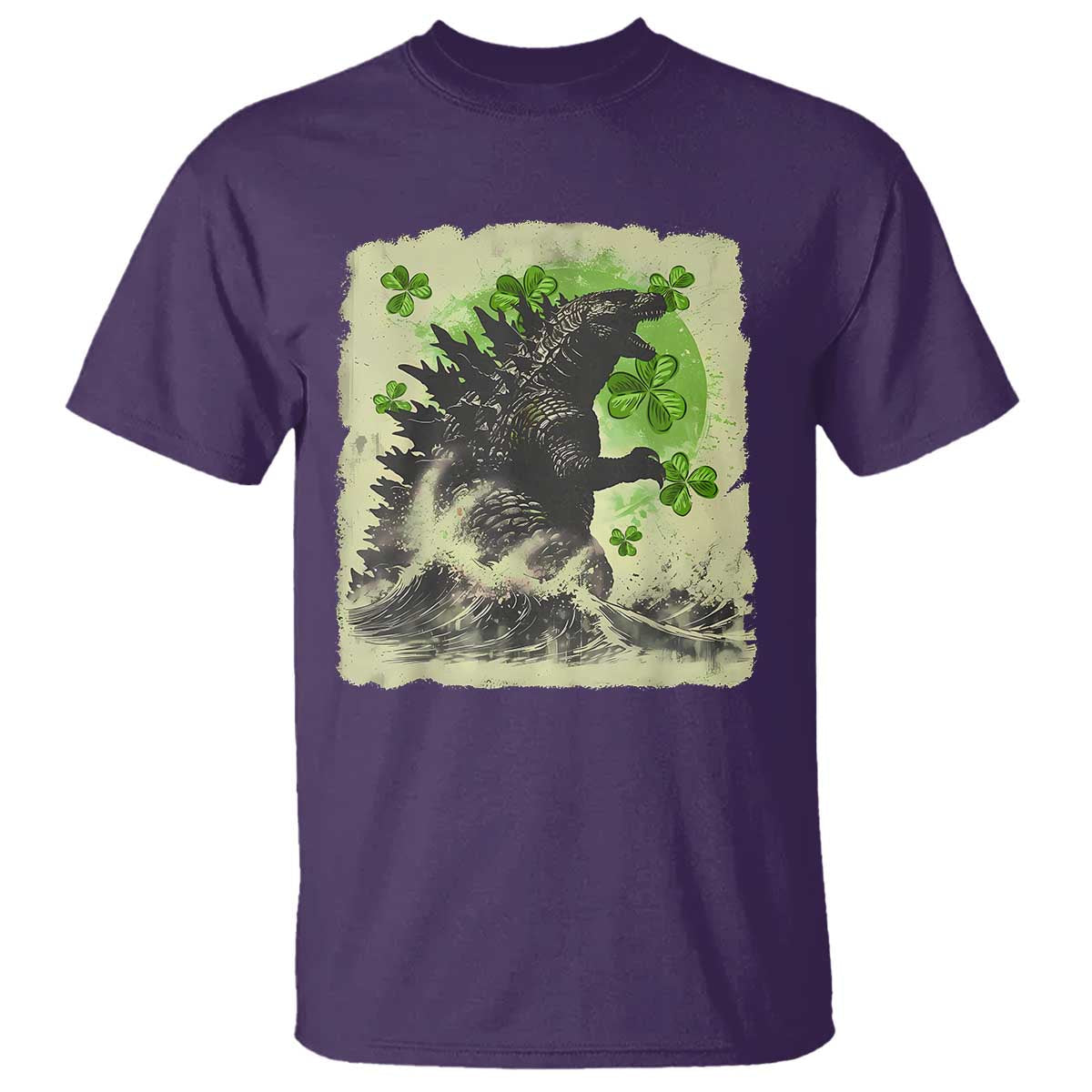 funny-st-patricks-day-japanese-giant-monster-t-shirt-vintage-shamrock-tsunami
