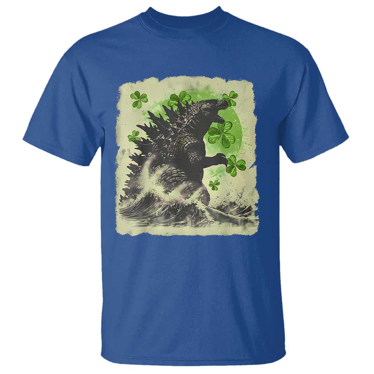 funny-st-patricks-day-japanese-giant-monster-t-shirt-vintage-shamrock-tsunami