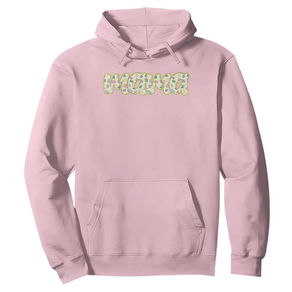 Autism Mama Hoodie Autism Support Mental Health Puzzle Glitter Print