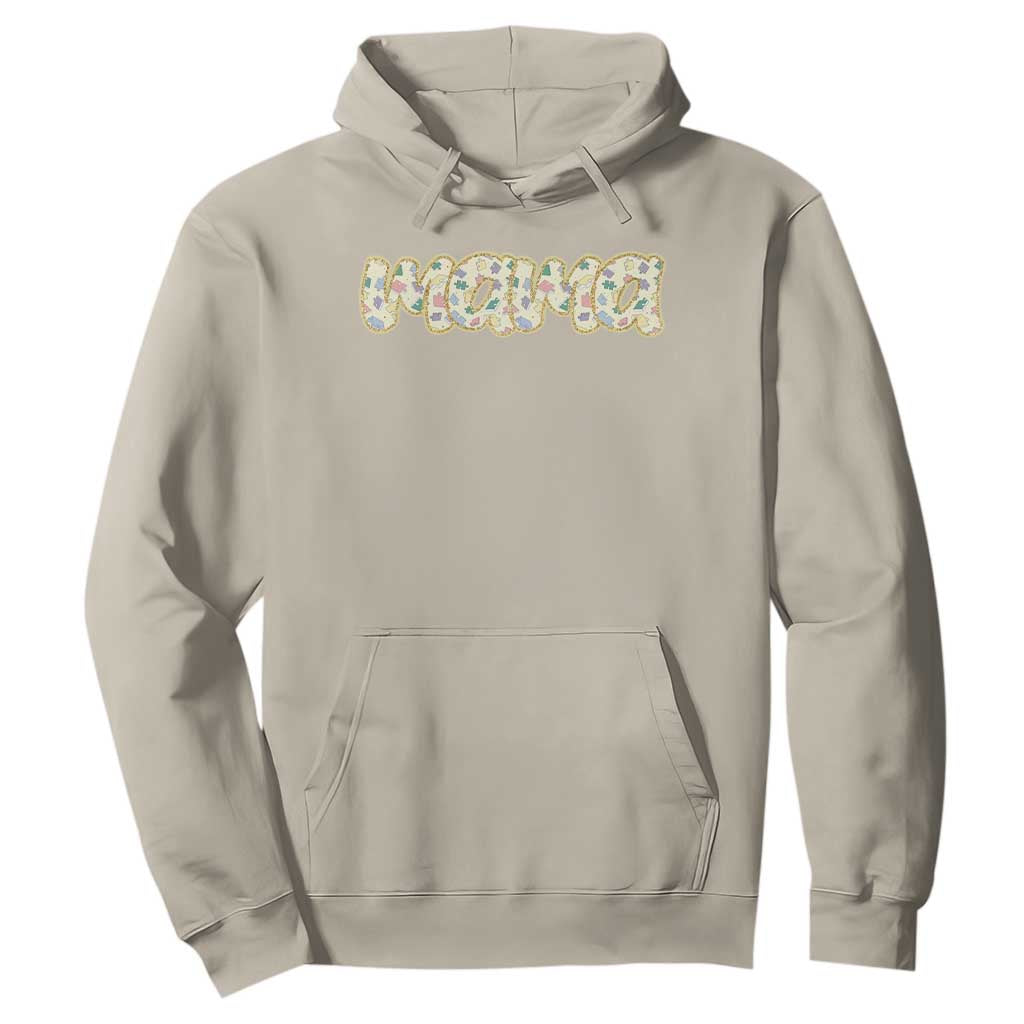 Autism Mama Hoodie Autism Support Mental Health Puzzle Glitter Print