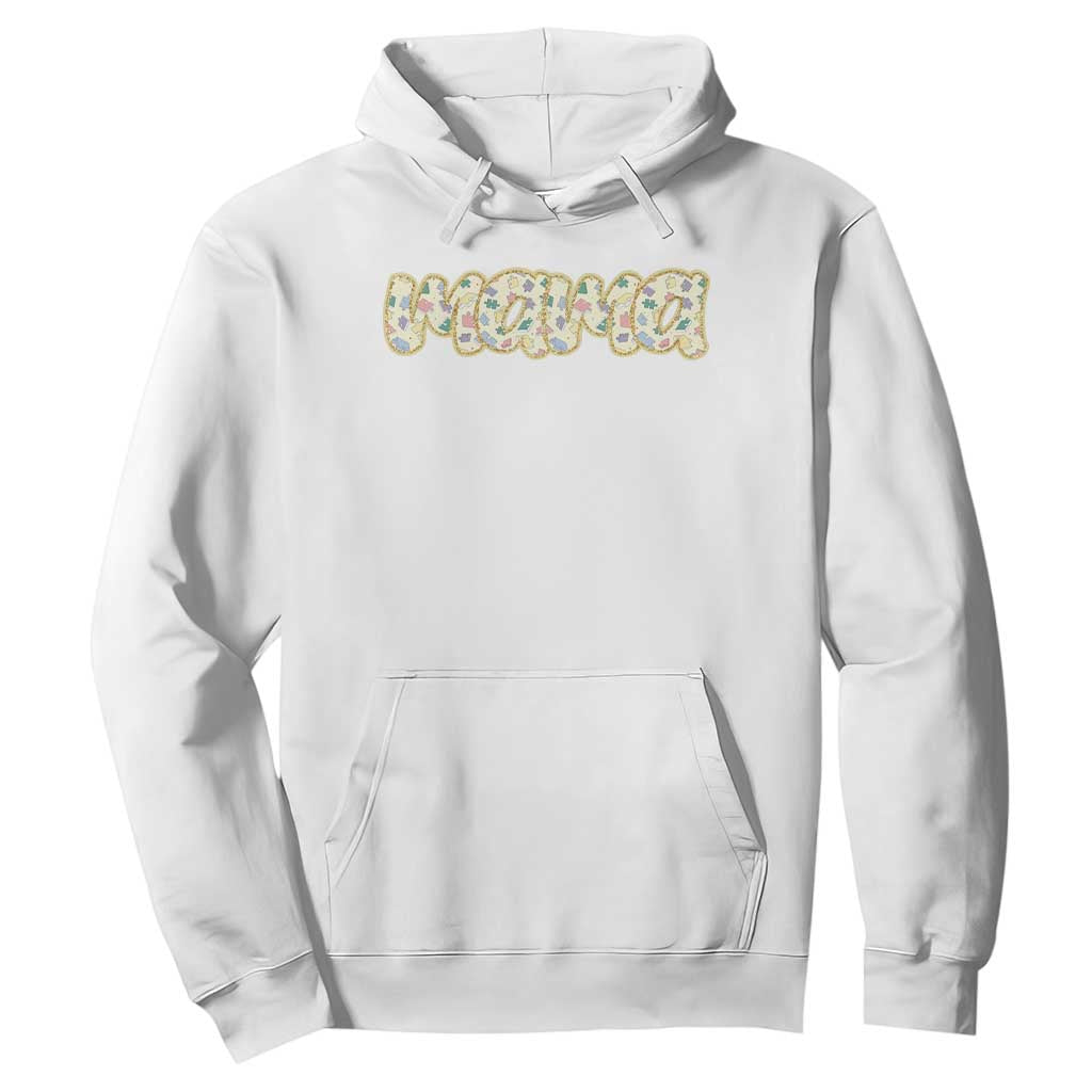 Autism Mama Hoodie Autism Support Mental Health Puzzle Glitter Print