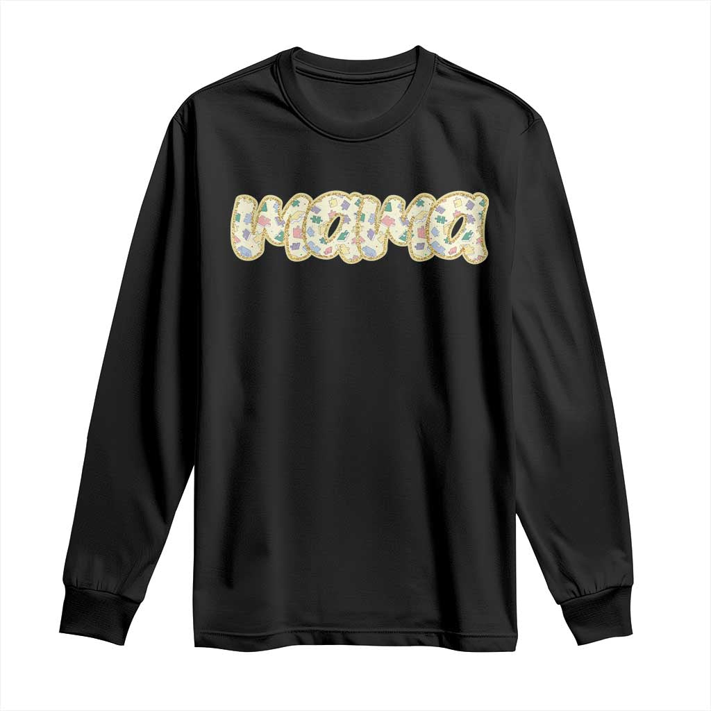 Autism Mama Long Sleeve Shirt Autism Support Mental Health Puzzle Glitter Print