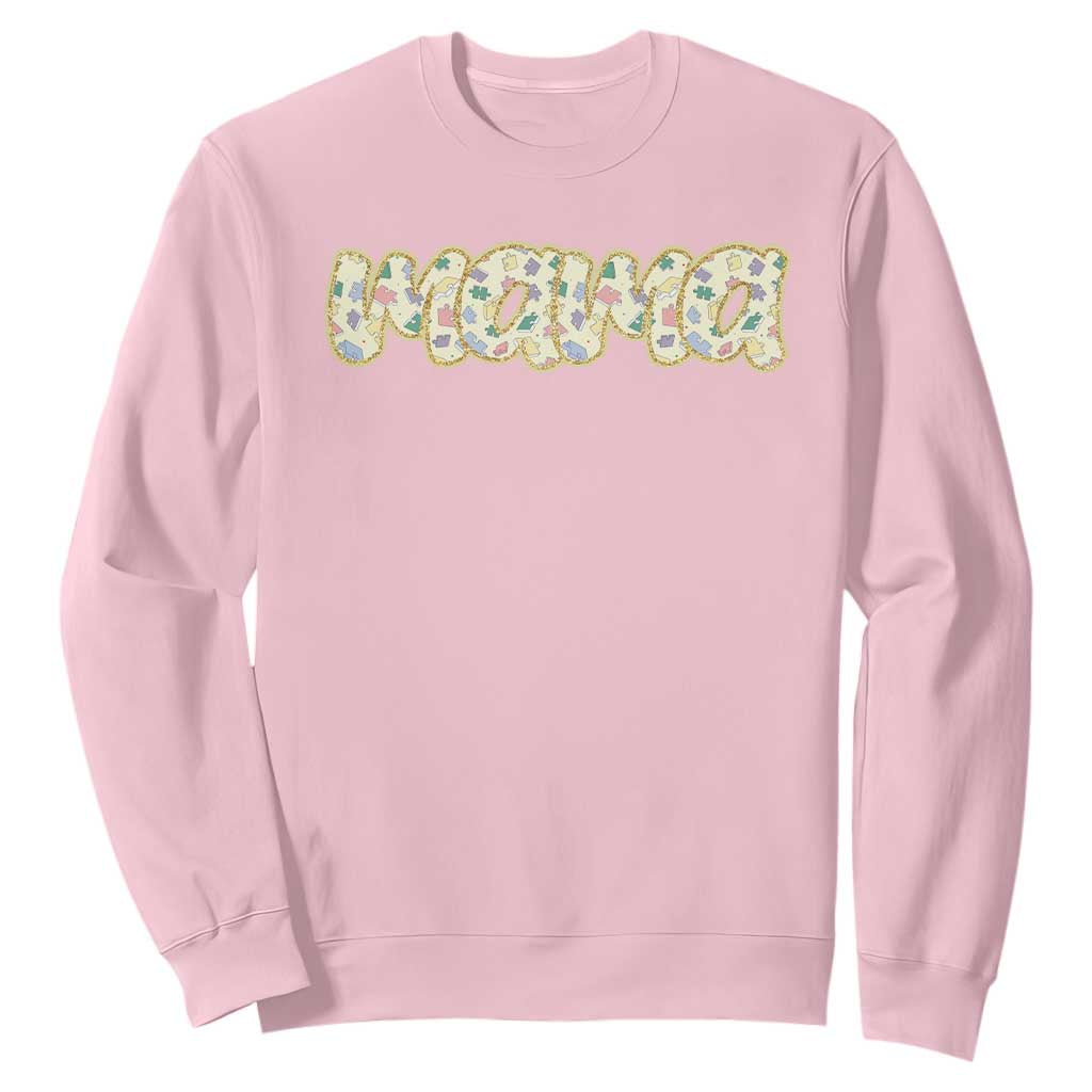 Autism Mama Sweatshirt Autism Support Mental Health Puzzle Glitter Print