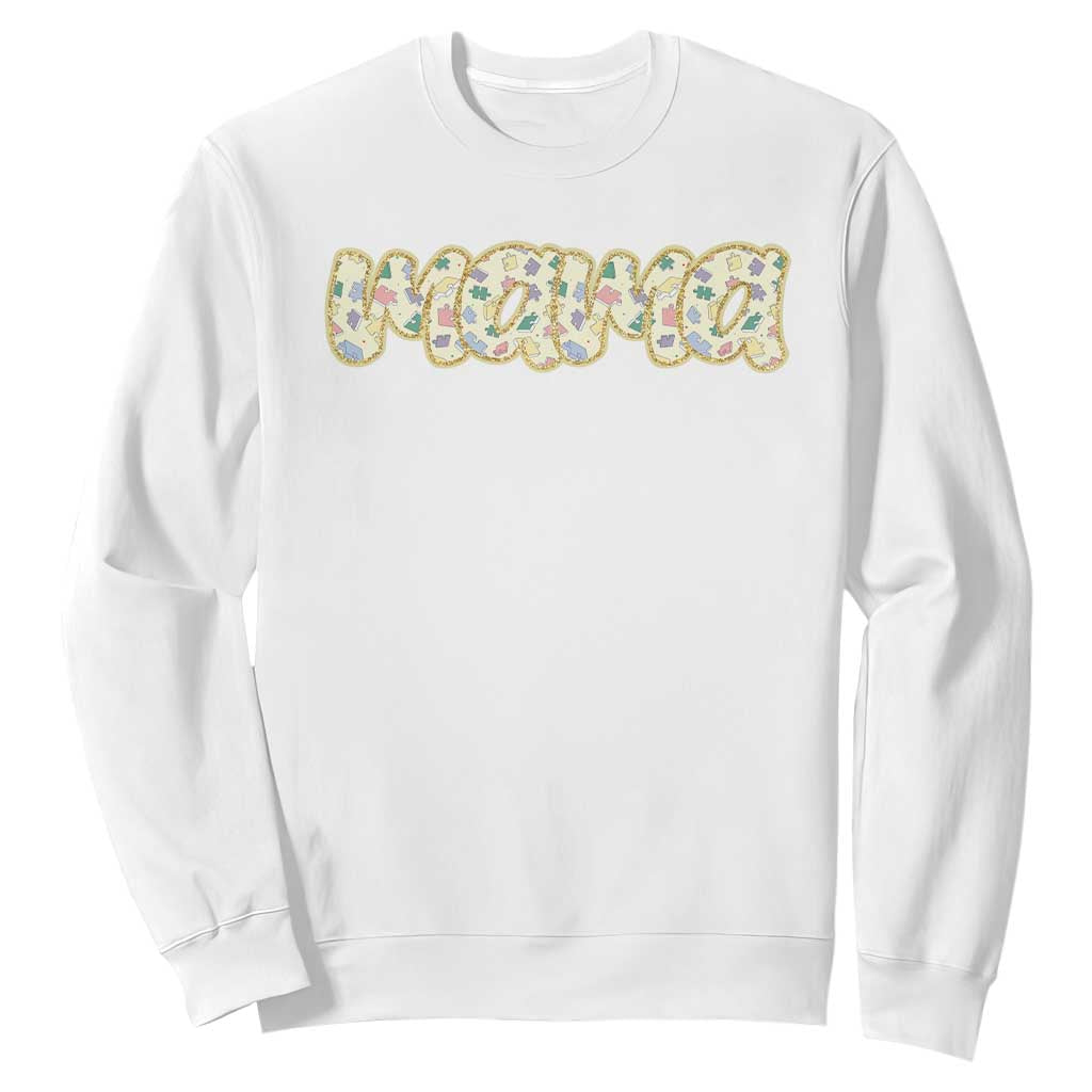 Autism Mama Sweatshirt Autism Support Mental Health Puzzle Glitter Print