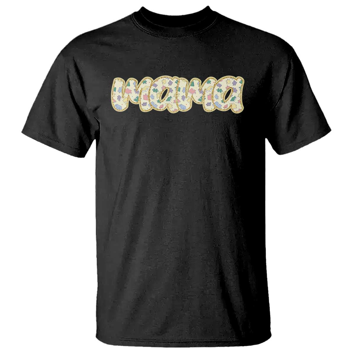 Autism Mama T Shirt Autism Support Mental Health Puzzle Glitter Print