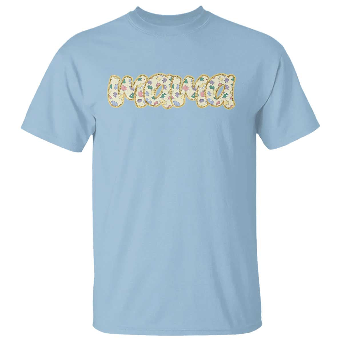 Autism Mama T Shirt Autism Support Mental Health Puzzle Glitter Print