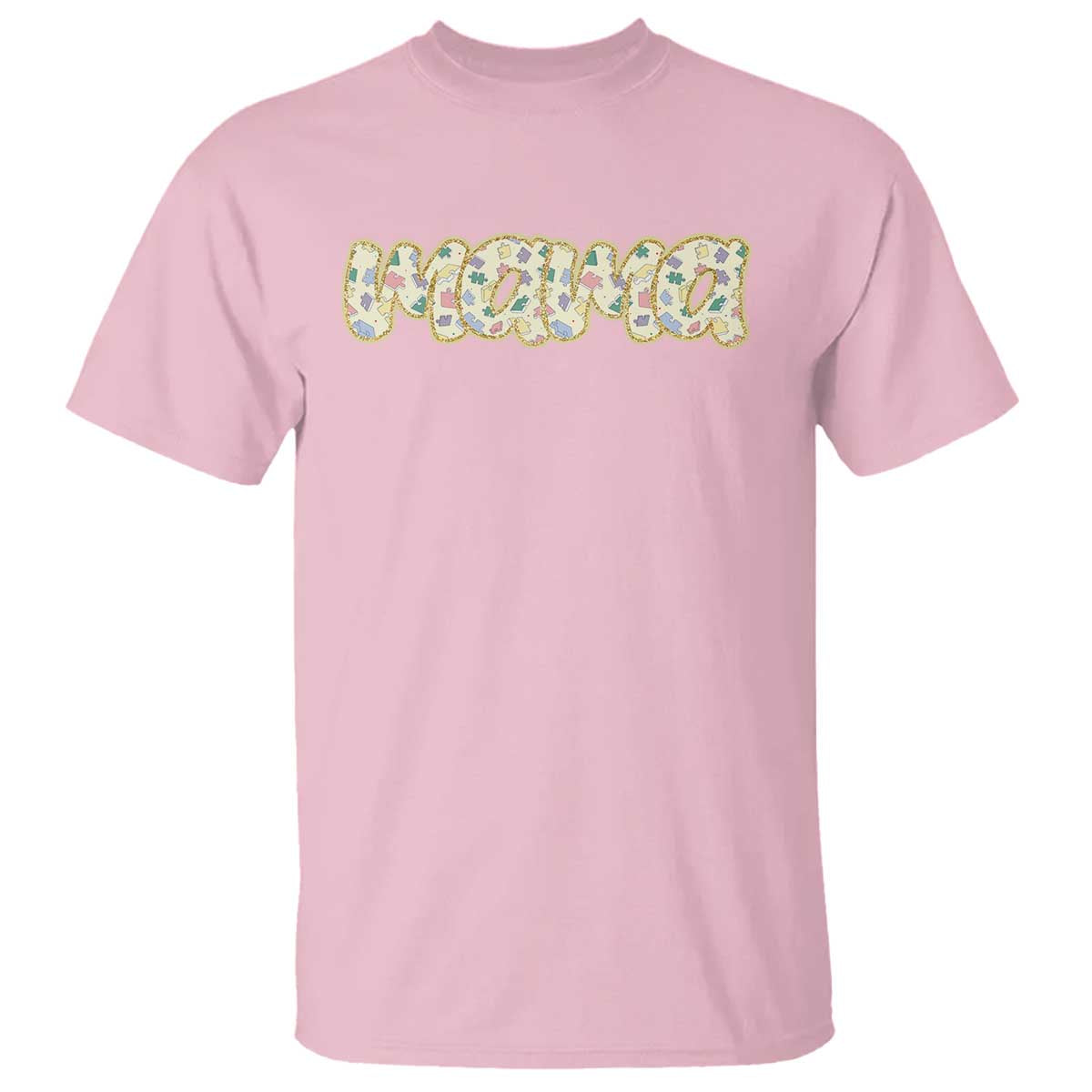 Autism Mama T Shirt Autism Support Mental Health Puzzle Glitter Print