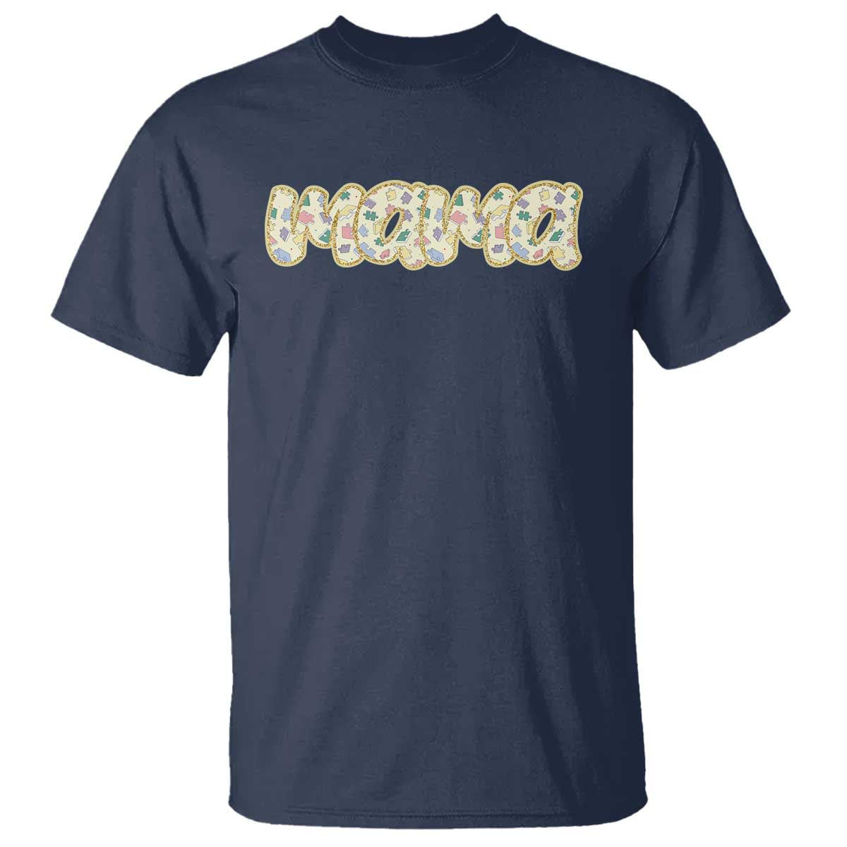 Autism Mama T Shirt Autism Support Mental Health Puzzle Glitter Print