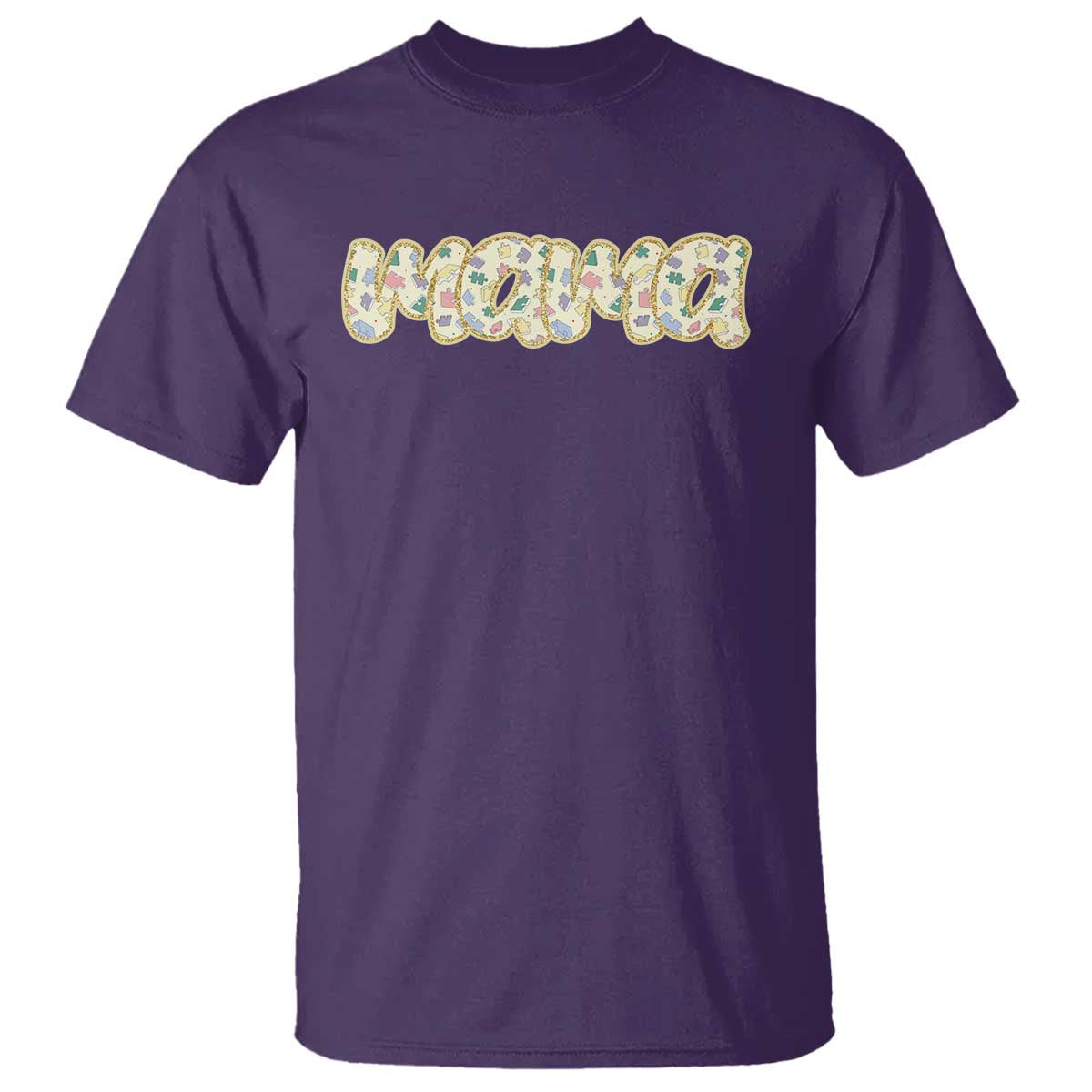Autism Mama T Shirt Autism Support Mental Health Puzzle Glitter Print