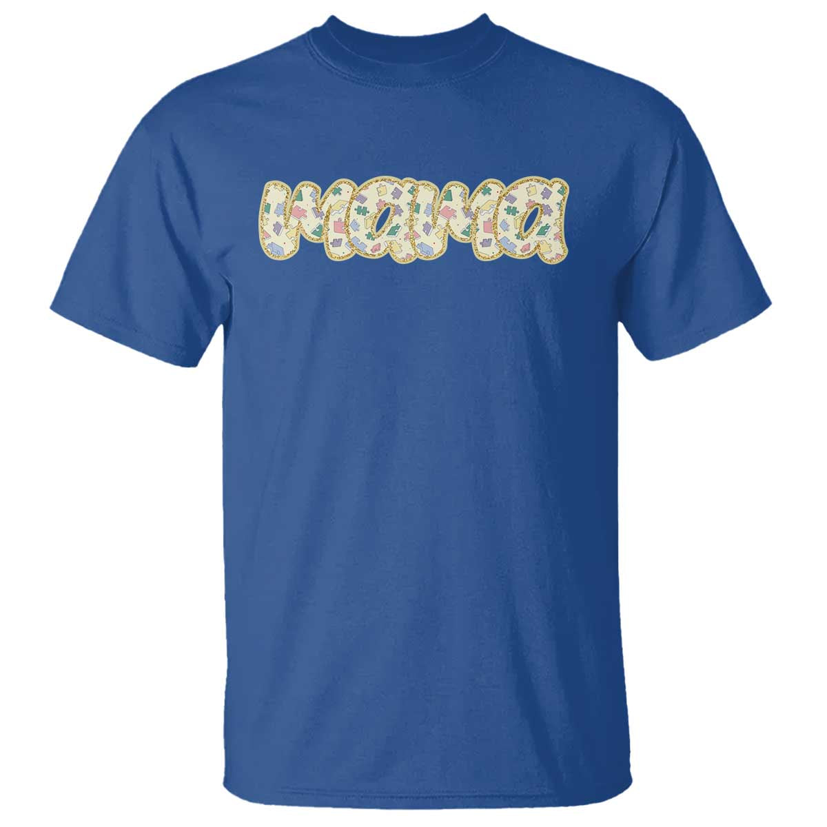 Autism Mama T Shirt Autism Support Mental Health Puzzle Glitter Print