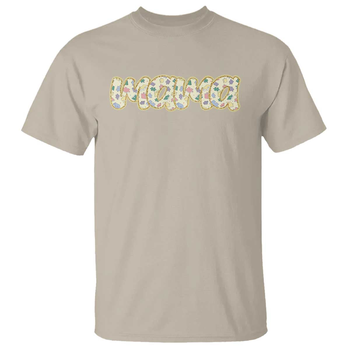 Autism Mama T Shirt Autism Support Mental Health Puzzle Glitter Print