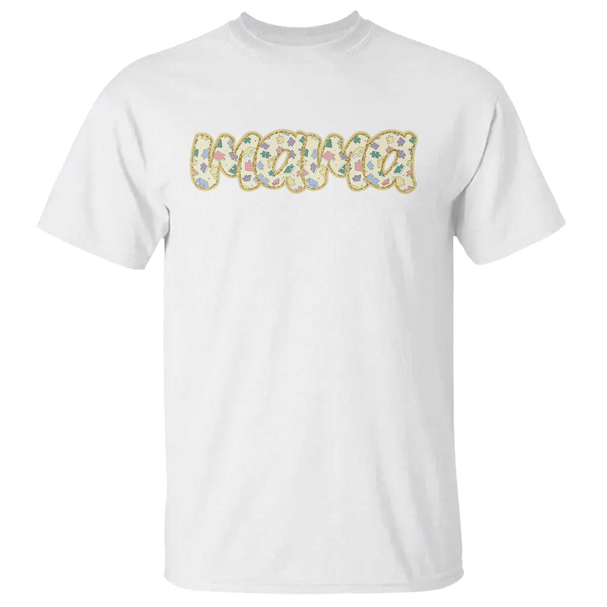Autism Mama T Shirt Autism Support Mental Health Puzzle Glitter Print