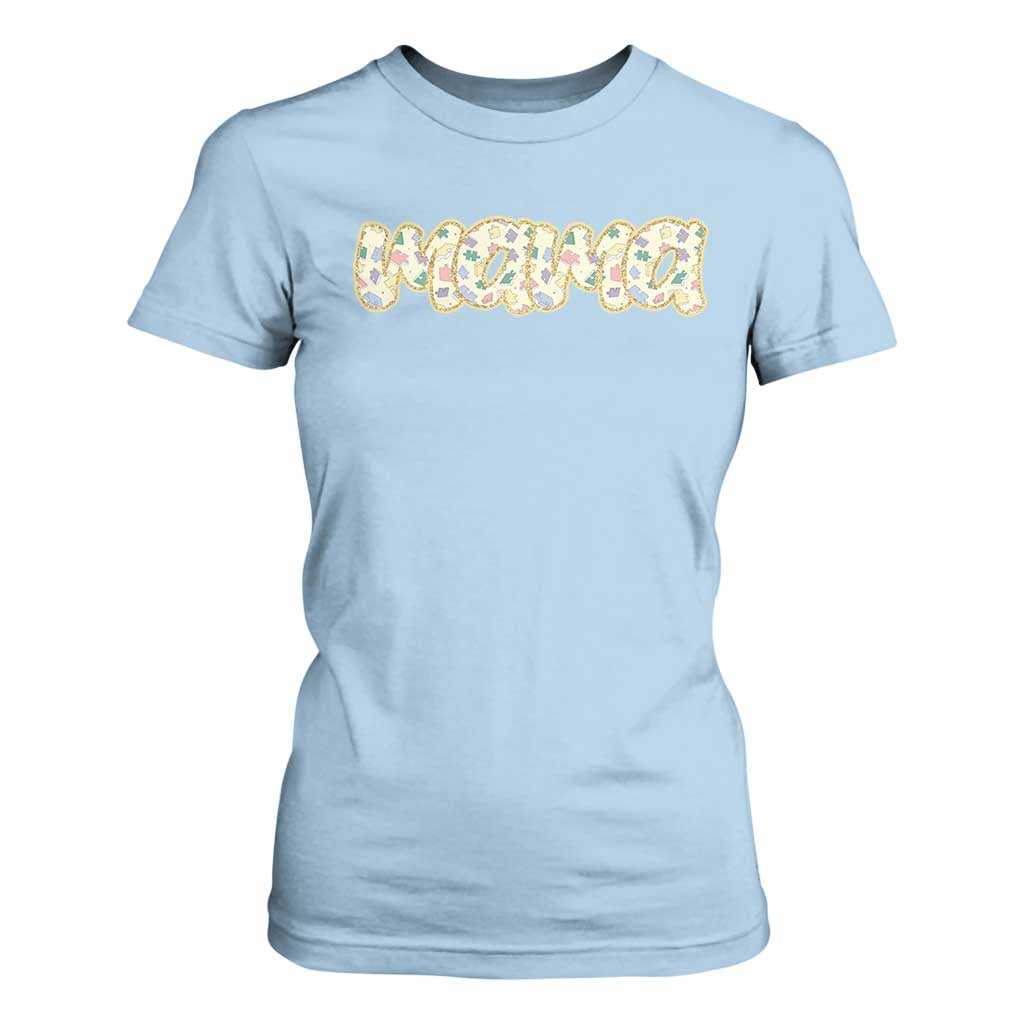 Autism Mama T Shirt For Women Autism Support Mental Health Puzzle Glitter Print