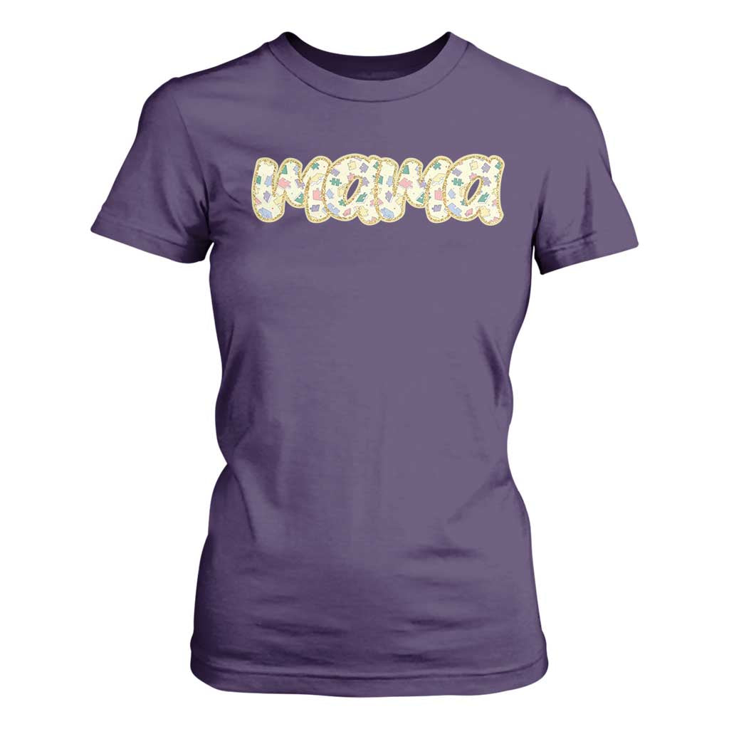 Autism Mama T Shirt For Women Autism Support Mental Health Puzzle Glitter Print