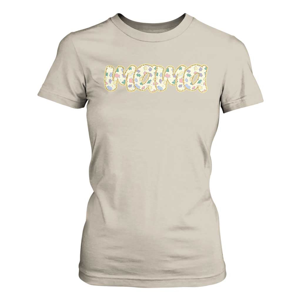 Autism Mama T Shirt For Women Autism Support Mental Health Puzzle Glitter Print