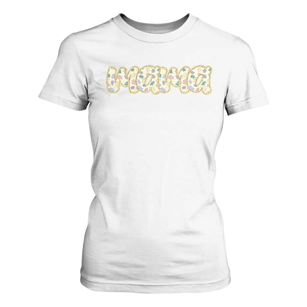 Autism Mama T Shirt For Women Autism Support Mental Health Puzzle Glitter Print