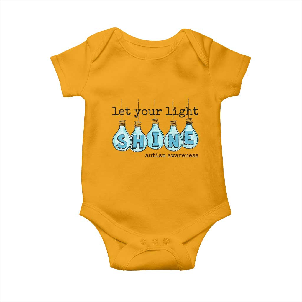 Let Your Light Shine Autism Support Baby Onesie Light Bulb Autism Acceptance
