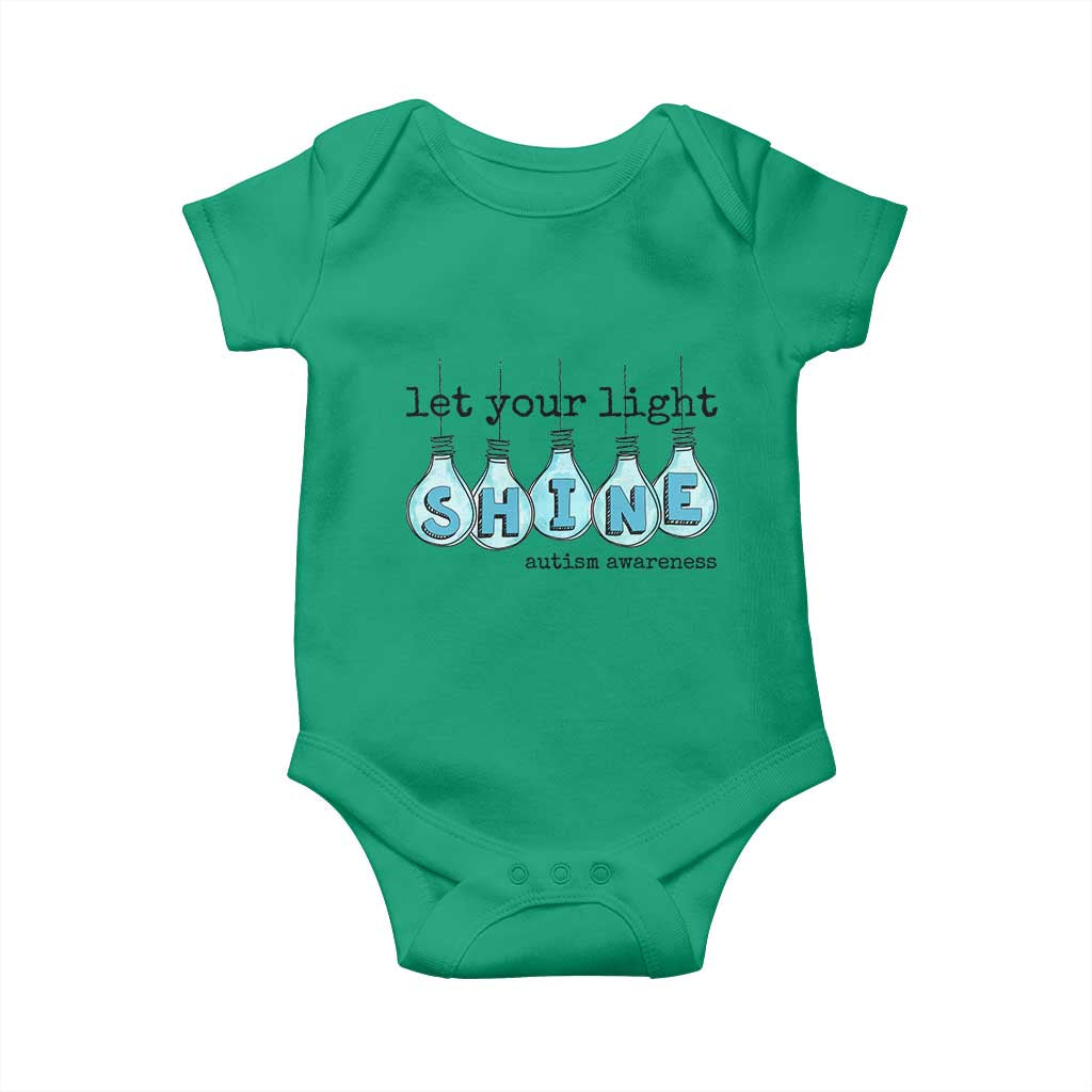 Let Your Light Shine Autism Support Baby Onesie Light Bulb Autism Acceptance