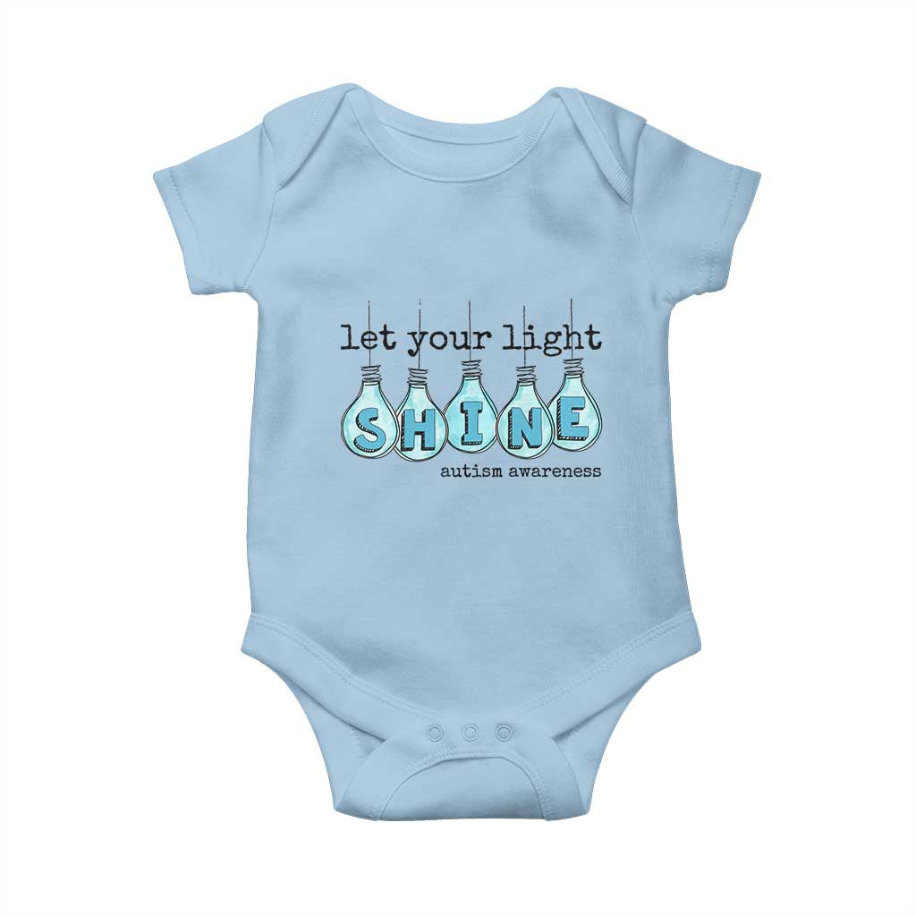 Let Your Light Shine Autism Support Baby Onesie Light Bulb Autism Acceptance